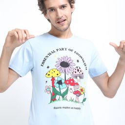 KETCH Men Blue Printed Applique Slim Fit T-shirt-image-36