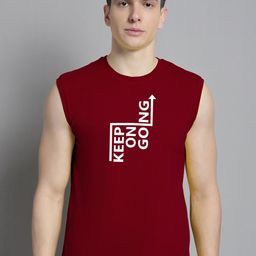 Friskers Typography Printed Sleeveless Bio Wash Pure Cotton Slim Fit T-shirt-image-50