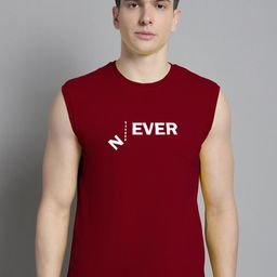 Friskers Typography Printed Sleeveless Pure Cotton Slim Fit T-shirt-image-32