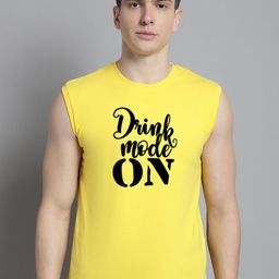 Friskers Typography Printed Sleeveless Bio Wash Pure Cotton Slim Fit T-shirt-image-52