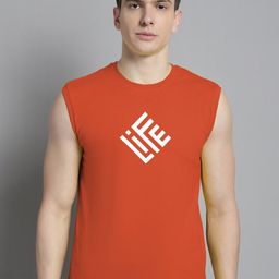 Friskers Typography Printed Sleeveless Slim Fit Pure Cotton T-shirt-image-61