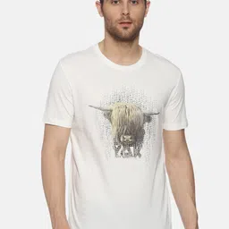 YAK Men Off White Printed Slim Fit T-shirt-image-90