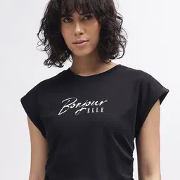 ELLE Women Typography Printed Slim Fit T-shirt-image-31