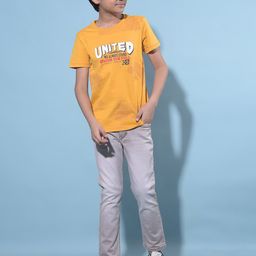 Crimsoune Club Boys Typography Printed Round Neck Short Sleeves Cotton Slim Fit T-shirt-image-94