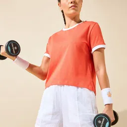 Cultsport Round Neck Short Sleeves Pure Cotton Bio Finish Boxy Crop T-shirt-image-84