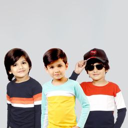 Mojua Boys Pack Of 3 Colourblocked Bio Finish Pure Cotton T-shirt-image-27