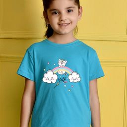 NUSYL Girls Graphic Printed Round Neck Short Sleeves T-shirt-picture-9