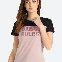 shashvi Women Purple Typography Printed T-shirt-picture-0