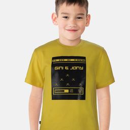 Gini and Jony Boys Yellow Printed T-shirt-28