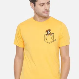 FFLIRTYGO Men Yellow Printed T-shirt-image-6