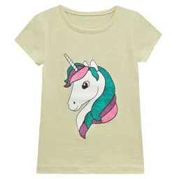 A.T.U.N. Girls Off White Unicorn Printed T-shirt-image-68