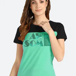 shashvi Women Teal Typography Printed T-shirt-picture-8