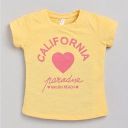 Ginie Girls Yellow Typography Printed T-shirt-image-6