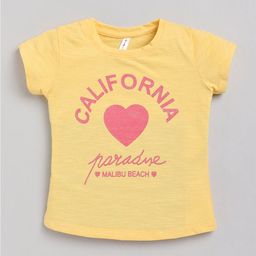Ginie Girls Yellow Typography Printed T-shirt-image-7