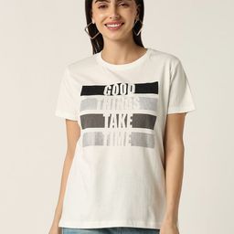 R&B Women Typography Printed Round Neck Cotton T-shirt-image-65