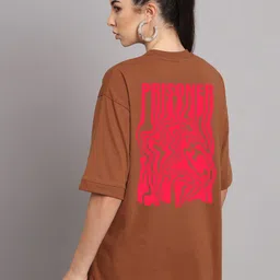 Imsa Moda Abstract Printed Oversized Drop-Shoulder Cotton T-shirt-image-70