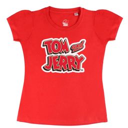 Tom & Jerry Girls Red Typography Printed T-shirt-image-69