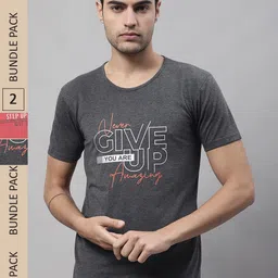 VIMAL JONNEY Pack Of 2 Typography Printed Cotton T-shirt-picture-3