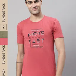 VIMAL JONNEY Pack Of 2 Typography Printed Cotton T-shirt-picture-2