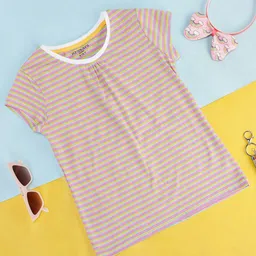 Pantaloons Junior Girls Striped Cotton T-shirt-20