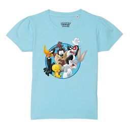 Looney Tunes by Wear Your Mind Girls Blue Printed Pure Cotton T-shirt-image-97