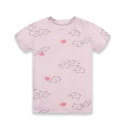 KiddoPanti Girls Conversational Printed Cotton T-shirt-image-99