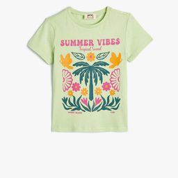 Koton Girls Tropical Printed Cotton Regular Fit T-shirt-image-30