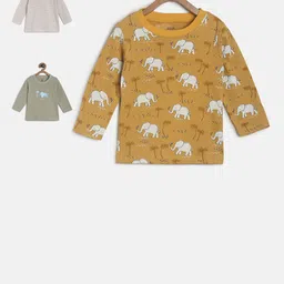 MINI KLUB Boys Mustard Pack Of 3 Printed T-shirt-image-44