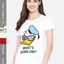 Fabflee Pack Of 3 Donald Duck Graphic Printed Cotton Casual T-shirt-image-62