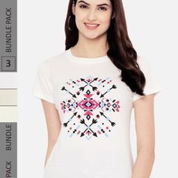 Fabflee Pack Of 3 Printed Round Neck Cotton T-shirts-image-107