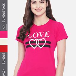 Fabflee Pack Of 3 Typography Printed Cotton T- Shirts-picture-27