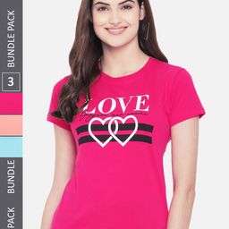 Fabflee Pack Of 3 Typography Printed Cotton T-shirt-picture-43
