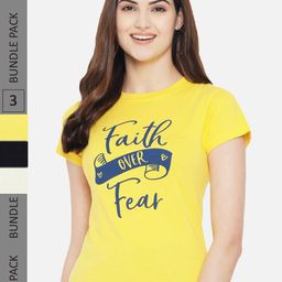 Fabflee Pack Of 3 Typography Printed Cotton T-shirts-image-106