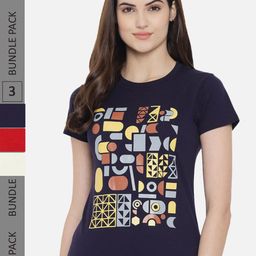 Fabflee Pack Of 3 Typography Printed Cotton T-shirts-image-101