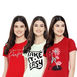 Fabflee Pack Of 3 Typography Printed Cotton T-shirt-picture-37