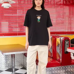 Bonkers Corner Graphic Printed Cotton Oversized T-Shirt-image-34