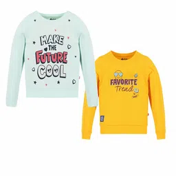 3PIN Girls Pack Of 2 Typography Printed Cotton T-shirt-image-56