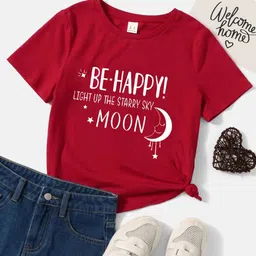 StyleCast Girls Red Typography Printed Casual T-shirt-image-91