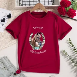 StyleCast Girls Red Graphic Printed T-shirt-image-89