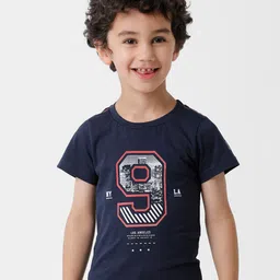 KATE & OSCAR Boys Navy Blue Printed Round Neck Cotton T-shirt-image-13