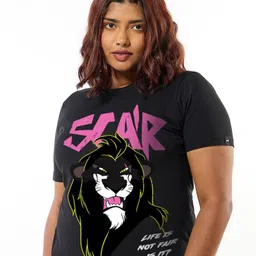 Bewakoof Plus Women Typography Printed Round Neck Cotton Simba T-shirt-image-5