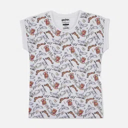 Kids Ville Girls White Harry Potter Printed T-shirt-image-66
