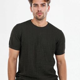 Celio Men Self Design Round Neck Cotton T-shirt-image-52