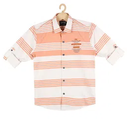 CAVIO Boys Peach & White Coloured Horizontal Striped Casual Shirt-image-81