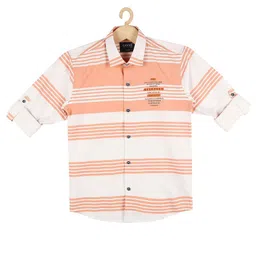 CAVIO Boys Peach-Coloured Horizontal Stripes Striped Casual Shirt-13