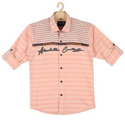 CAVIO Boys Peach-Coloured Horizontal StripesCasual Shirt-11