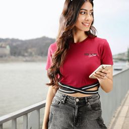 Pepe Jeans Women Red & Black Crop T-shirt-image-59
