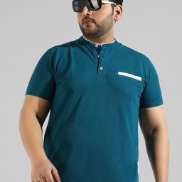 Instafab Plus Men Plus Size Henley Neck Flex Cotton T-shirt-7