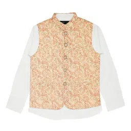 CAVIO Boys Printed Pure Cotton Nehru Jacket With Shirt-picture-42