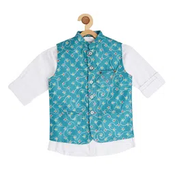 CAVIO Boys Printed & Embroidered Nehru Jacket With Shirt-picture-27